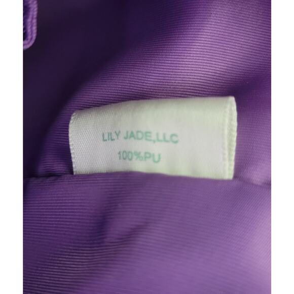 Lily Jade Anna Diaper Bag Black Vegan Leather Purple Lining Rare Discontinued🖤 - Picture 9 of 16